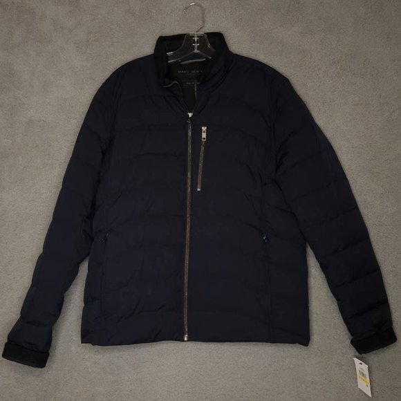 Marc New York Mens Carlisle Puffer Jacket Blue Waist Length Pockets Zipper M New - Picture 1 of 9